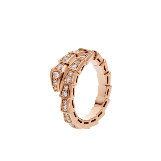 <ORIELL>SERPENTI RING PINK GOLD DIAMOND PAVED 4MM