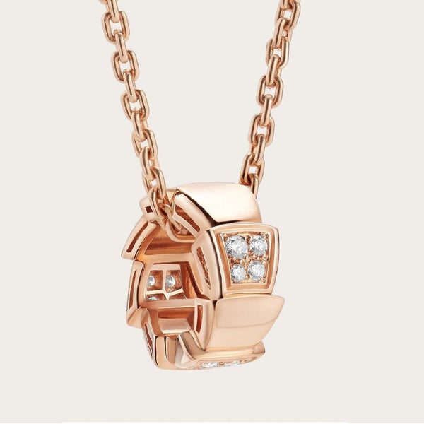 <ORIELL>SERPENTI PEDANT DIAMOND PINK GOLD NECKLACE