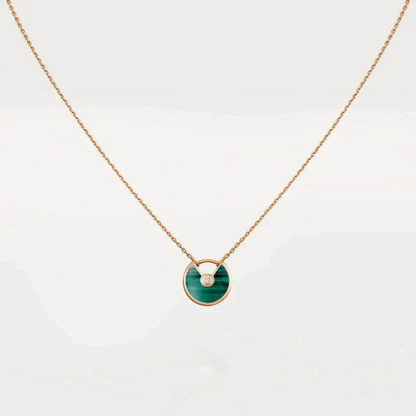 <ORIELL>AMULETTE ROSE GOLD MALACHITE NECKLACE