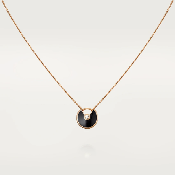 <ORIELL>AMULETTE ROSE GOLD ONYX NECKLACE