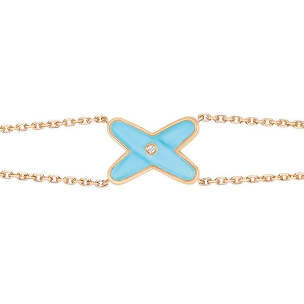 <ORIELL>JEUX BRACELET TURQUOISE PINK GOLD 1 DIAMOND