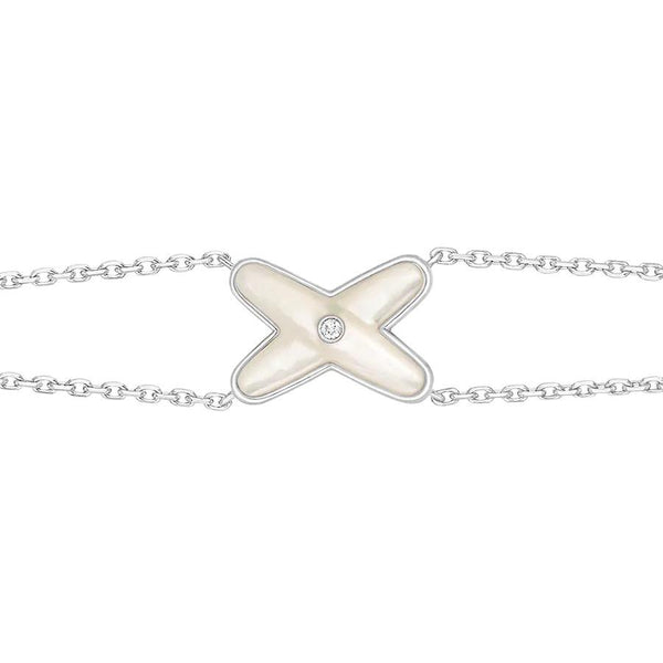 <ORIELL>JEUX BRACELET WHITE MOP SILVER 1 DIAMOND