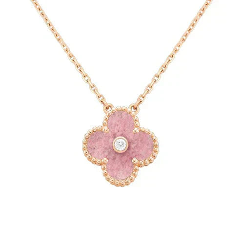 <ORIELL>CLOVER 15MM DIAMOND RHODONITE NECKLACE