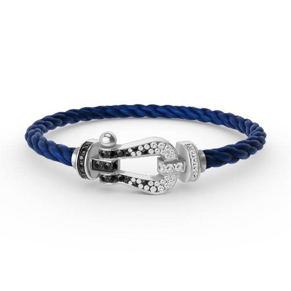 <ORIELL>FORCE LARGE HORSESHOE BLACK WHITE DIAMOND BRACELET SILVER