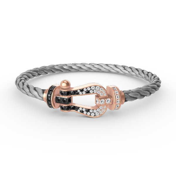<ORIELL>FORCE LARGE HORSESHOE BLACK WHITE DIAMOND BRACELET ROSE GOLD