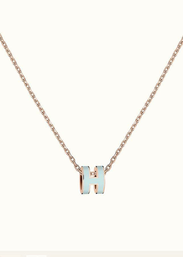 <ORIELL>POP H LIGHT BLUE NECKLACE