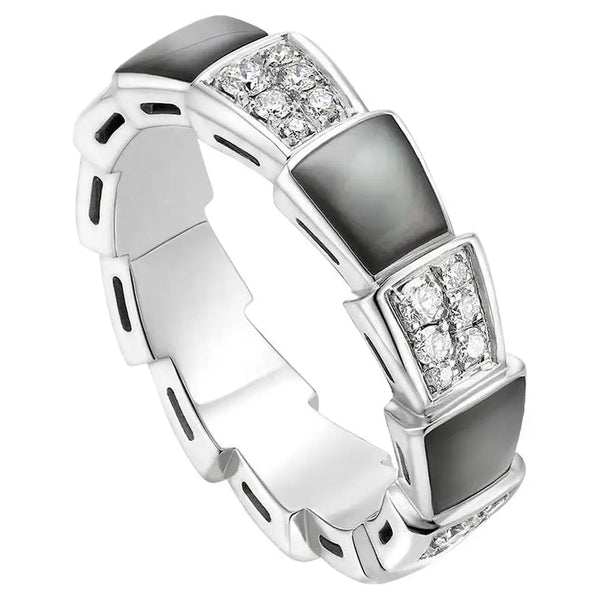 <ORIELL>SERPENTI RING SILVER DIAMOND BLACK MOP 4MM
