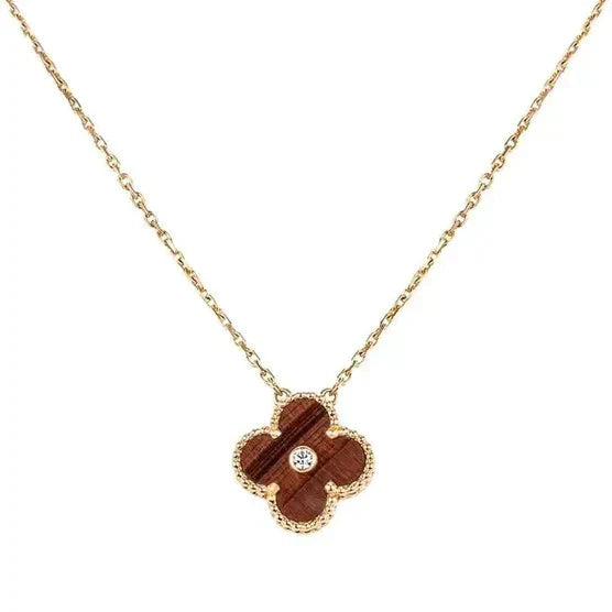<ORIELL>CLOVER 15MM DIAMOND AND YELLOW TIGER'S EYE AGATE necklace