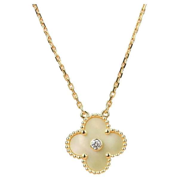 <ORIELL>CLOVER 15MM DIAMOND GOLD MOTHER OF PEARL NECKLACE