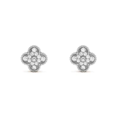 <ORIELL>CLOVER 1 MOTIFS DIAMOND STUD EARRINGS SILVER