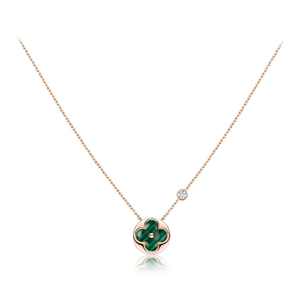 <ORIELL>SUN PEDANT PINK GOLD 1 DIAMOND NECKLACE