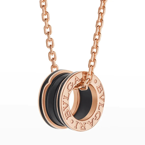 <ORIELL>ZERO 1 BLACK CERAMIC PINK GOLD NECKLACE