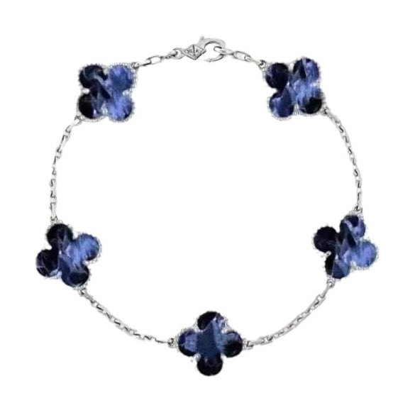 <oriell> Silberarmband mit Kleeblatt-Motiv „Pietersit“ </oriell>