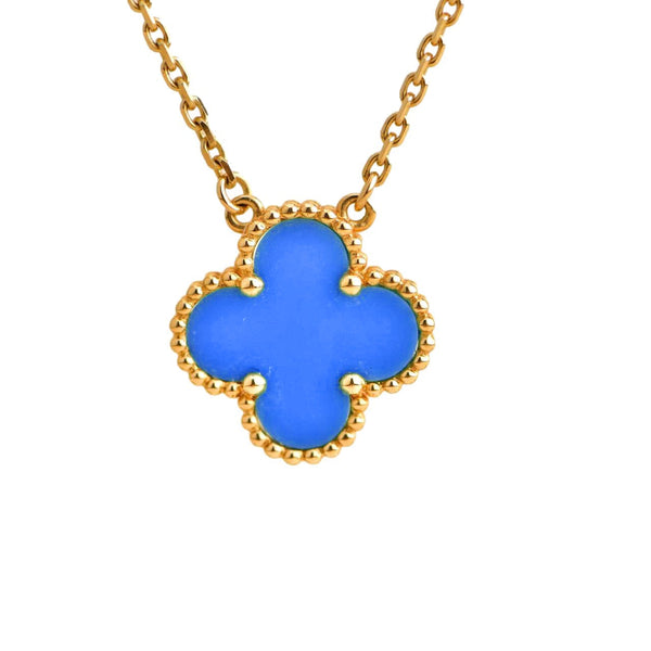 <ORIELL>CLOVER 15MM BLUE AGATE NECKLACE