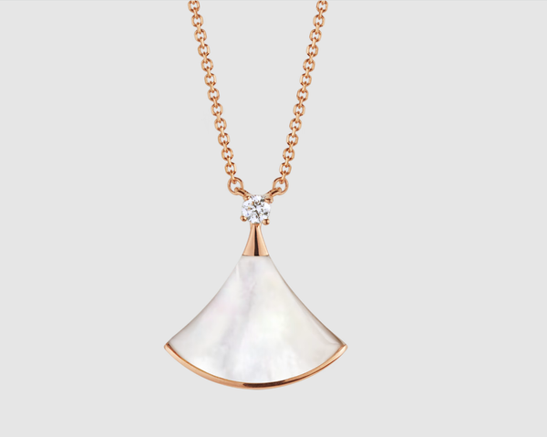 <ORIELL>DREAM NECKLACE WHITE MOP PINK GOLD 1 DIAMOND