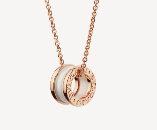 <ORIELL>ZERO 1 WHITE CERAMIC PINK GOLD NECKLACE