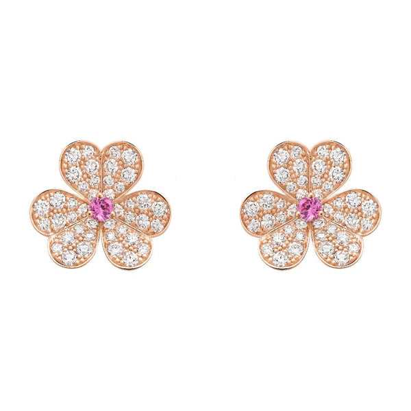 <ORIELL>FRIVOLE PINK GOLD FLOWER DIAMOND EARRINGS