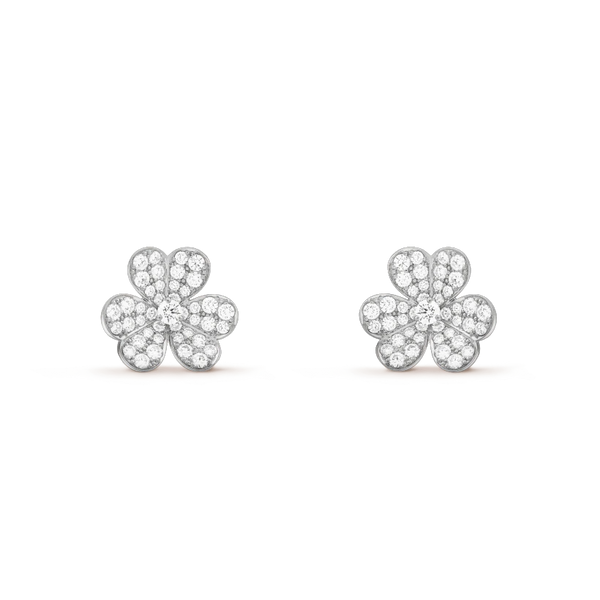 <ORIELL>FRIVOLE SILVER FLOWER DIAMOND EARRINGS