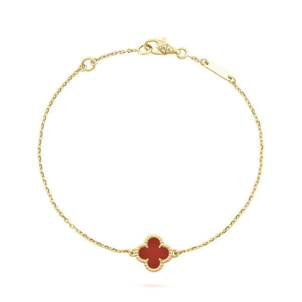 <ORIELL>CLOVER  CARNELIAN SINGLE FLOWER BRACELET