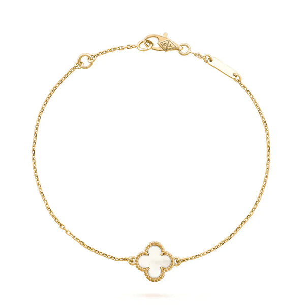 <ORIELL>CLOVER WHITE MOP SINGLE FLOWER BRACELET