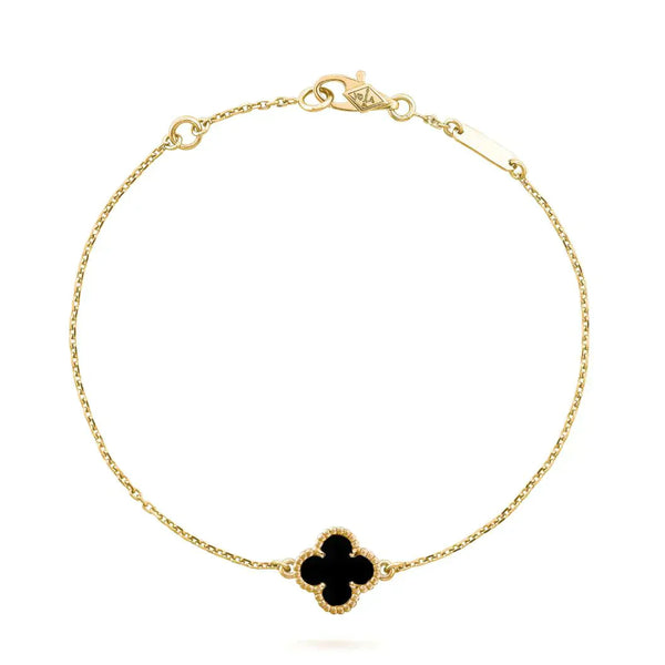 <ORIELL>CLOVER ONYX SINGLE FLOWER BRACELET