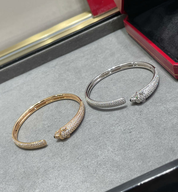 <ORIELL>PANTHERE FULL DIAMOND OPEN BRACELET