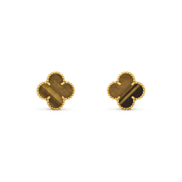 <ORIELL>CLOVER MEDIUM 1 MOTIFS TIGER EYE EARRINGS