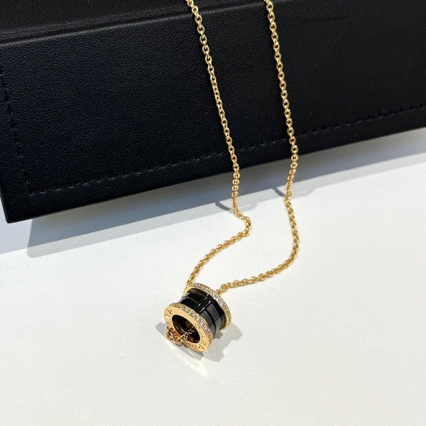 <ORIELL>ZERO 1 BLACK CERAMIC DIAMOND PINK GOLD NECKLACE